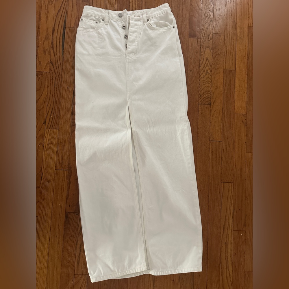 White maxi denim skirt